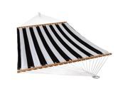 Sunnydaze Black and White Quilted Double 2 Person Hammock with Spreader Bar, 135 Inch Long x 55 Inch Wide