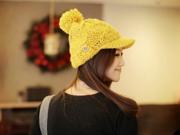 2013 New Autumn Winter Woman Girl Warm Short Brim Knitting Wool Peaked Hat Knitted Cap Visor Ball