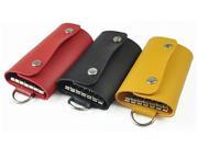Portable Metal PU 6 Rings Key Chain Holder Case Press buckle Keychain Storage bag Wallet