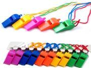10Pcs Mix Color Plastic Whistle With Lanyard For Boats Raft Party Sports Games Emergency Survival