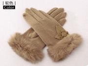 2013 New Autumn Winter Woman Girl Warm Flower Wool Rabbit Fur Full Finger Gloves