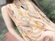 Autumn Colorful Clock Chain Pattern Cotton Voile Lady s Scarf
