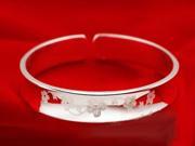 1 Pcs Silver Plating Blessing Plum Blossom Pattern Vintage Bracelet Bangle Adjustable for Woman Female