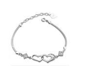1 Pcs Fashion Sweet Heart Rhinestone Crystal Bracelet Bangle Adjustable for Woman Female