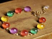 1 Pcs Vintage Colorful Candy Color Crystal Beads Lady s Girl s Chain Bracelet Bangle