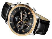 Business Casual Golden Edge Leather Band Man s Wrist Watch Bracelet 2 Colors Optional