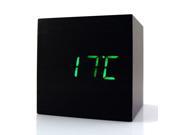New Voice Control Wood USB AAA Digital LED Display Time Thermometer Alarm Clock