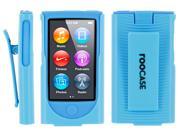 rooCASE Hybrid Skin Case with Holster for iPod Nano 7th Generation Blue