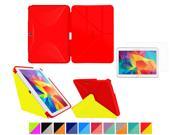 Galaxy Tab 4 10.1 Case roocase Origami 3D Slim Shell Case [Testarossa Red Tagerine Yellow] Smart Cover Bundle with HD Clear Screen Guard for Samsung Galaxy Ta