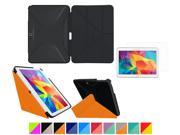 Galaxy Tab 4 10.1 Case rooCASE Origami 3D Slim Shell Case [Granite Black rooCASE Orange] Smart Cover Bundle with HD Clear Screen Guard for Samsung Galaxy Tab