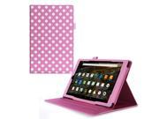 rooCASE Amazon Fire HD 10 2015 Dual View Leather Case Cover Auto Wake Sleep with Stand for Amazon Fire HD 10 Tablet 2015 Polkadot Pink