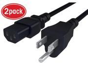 2 Pack GearIT 18 AWG Universal Power Cord NEMA 5 15P to IEC320 C13 [UL Listed] Black 6 Feet 1.8. Meters