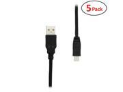 GearIT 5 Pack 6FT Hi Speed USB 2.0 Type A to Mini B Cable Mini USB Data Charging Cable for GoPro 4 3 3 HD PS3 Controller Digital Camera MP3 Player Blac