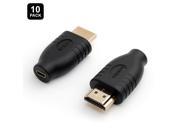 GearIt 10 Pack Micro HDMI Adapter HDMI Male Type A to Micro HDMI Female Type D Gold Plated Connector Converter Adapter Lifetime Warranty