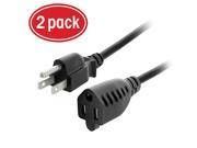 GearIT 2 Pack 15 Feet 16 AWG Heavy Duty AC Power Extension Cord Cable for Indoor and Outdoor SJT 16 3C NEMA 5 15P to NEMA 5 15R 13A 125V Black