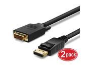 GearIT 2 Pack Gold Plated DisplayPort to DVI Cable 15 Feet DP Male to DVI D Male 1920x1200 1080P Full HD 28 AWG Black