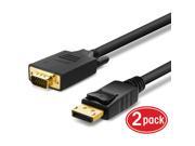 GearIT 2 Pack Gold Plated DisplayPort to VGA Cable 10 Feet DP Male to VGA Male 28 AWG Black