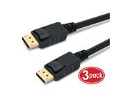 DP to DP Cable GearIT 3 Pack 6 Feet Gold Plated DisplayPort to DisplayPort Cable 4K Resolution Ready Black
