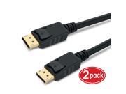 DP to DP Cable GearIT 2 Pack 6 Feet Gold Plated DisplayPort to DisplayPort Cable 4K Resolution Ready Black