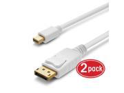 Mini DP to DP Cable GearIT 2 Pack 6 Feet Gold Plated Mini DisplayPort to DisplayPort Cable Thunderbolt 2 Port Compatible White