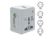 Universal Travel Adapter GearIt All in One World Wide AC Wall Charger US UK EU AU with 1A USB Charing Port White