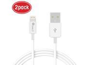 GearIt [Apple MFi Certified] 2 Pack Lightning to USB Cable 3 Feet White Made for iPhone 6 6 5S 5C iPad Air 2 Air Mini Retina Mini 3 iPad 4 iPod Nan