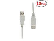 10 Pack 0.5 ft Hi Speed USB 2.0 Type A Male to Type A Female Extension Cable Lifetime Warranty