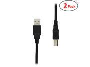 GearIT 2 Pack 6 Feet Hi Speed USB Cable USB 2.0 Type A to B Printer Scanner Cable Black Lifetime Warranty