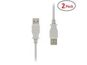 2 Pack 6 ft Hi Speed USB 2.0 Cable Type A Male to Type A Male Lifetime Warranty