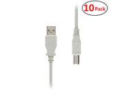 GearIT 10 Pack 15 Feet Hi Speed USB Cable USB 2.0 Type A to B Printer Scanner Cable Beige Lifetime Warranty