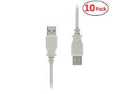 10 Pack 15 ft Hi Speed USB 2.0 Cable Type A Male to Type A Male Lifetime Warranty