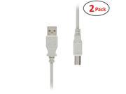 GearIT 2 Pack 6 Feet Hi Speed USB Cable USB 2.0 Type A to B Printer Scanner Cable Beige Lifetime Warranty