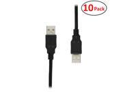 10 Pack 6 ft Hi Speed USB 2.0 Cable Type A Male to Type A Male Lifetime Warranty