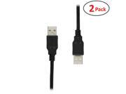 2 Pack 3 ft Hi Speed USB 2.0 Cable Type A Male to Type A Male Lifetime Warranty