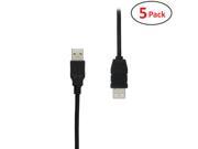 5 Pack 10 ft Hi Speed USB 2.0 Type A Male to Type A Female Extension Cable Lifetime Warranty