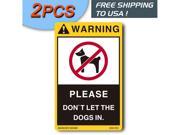 2PCS Warning Stickers Decal Signs Dog Doggie Guard Label Home Decor for Pet Puppy Canine German Shepherd Sign Labels Sticker Decals Danger Please Don t Let Dog