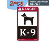 2PCS K 9 Danger Dog Decals for German Shepherd Belgian Malinois Police Vinyl Art ediom Watch out Be careful Stickers Labels Decal Sticker Label Signs Take Care