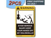 2PCS New Funny Vinyl Warning Decals for Protecting Acoustic or Electric Violoncello Cello Viola Violin Bow Case Music Instrument Safety No Touching Keep your Ha