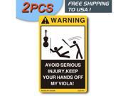 2PCS New Warning Decals Labels Stickers Signs for Viola Bow Case Ediom Yellow Musical Instrument Safe Don t Touch No Touching Keep your hands off my Viola No Fa