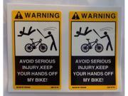 2PCS Small Stickers Decals Labels Signs for your Bicycle Mountain GT Road Bike Don t touch Keep your Hands off my Bike No Tampering with my bicycle funny vinyl