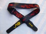 Beautiful Fire Guitar Strap With Full grain leather End Thickened For Electric Acoustic Bass