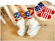 2 Pairs Women women s Lady Girls Fashion Socks in American Flag pattern Cotton cute colorful Socks 4 7.5 good elasticity self expression