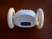 New Wheel Rolling Snooze Alarm Clock Running Toy for Kids Children Bedroom Sleep wake up clocks WHITE