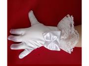 2 Pair Wedding Flower Girl Pageant Party School Children Kids Satin Lace Gloves white new size M and L