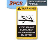 2PCS WARNING VINYL DECALS DANGER LABEL FUNNY STICKER STICKERS for your Sea Kayak Ocean Fishing Canoe Inflatable hobie