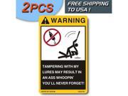 2PCS WARNING VINYL DECALS DANGER LABEL CAUTION DECAL FUNNY STICKER FOR YOUR FISHING TACKLE BOX FREE SHIPPING