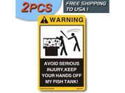 2PCS Warning Vinyl Decals Danger sticker Caution Sign decal label stickers signs for your home Aquarium Fish Tank 10 20 55 any gallon decoration