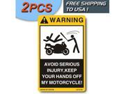 2PCS WARNING DECALS FOR MOTORCYCLE MOTO DANGER DECALS WARNING VINYL SIGNS FUNNY STICKERS SIGN LABEL DECAL