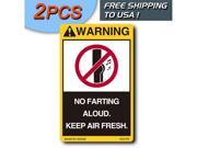 2PCS NO Farting Decals for your Car Home Shop Office meeting room AIR FRESHENER DANGER LABEL FUNNY STICKER WARNING DECALS
