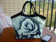 COOL ROSE FLOWER CANVAS WOMAN HANDBAG BAG PURSE LUNCH TOTE FOR GIRL KIDS LADY